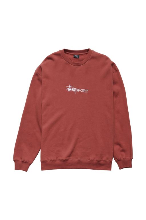 Stussy Mens Sport 50/50 Crew Sweaters Red - FVRMY2984